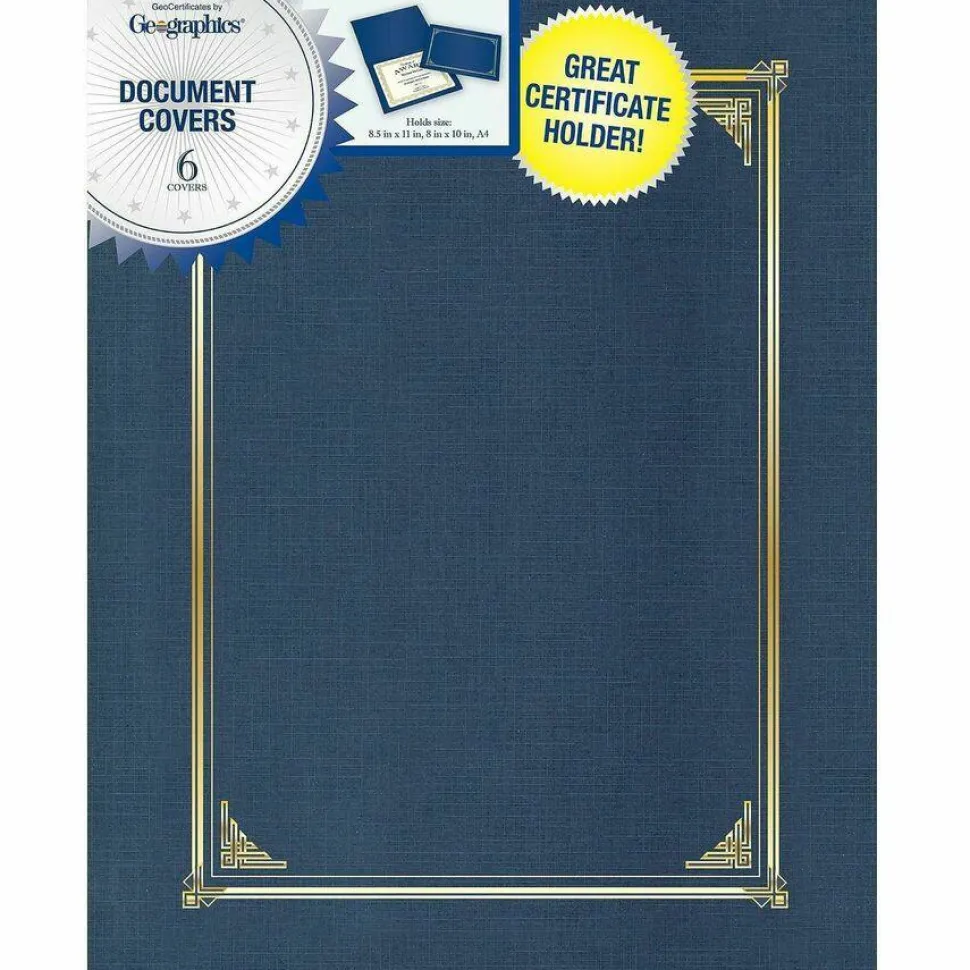 Geographics 30% Recycled Document Covers, 9 3/4" x 12 1/2", Navy Blue, Pack Of 6