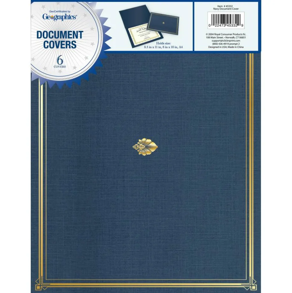 Geographics 30% Recycled Document Covers, 9 3/4" x 12 1/2", Navy Blue, Pack Of 6