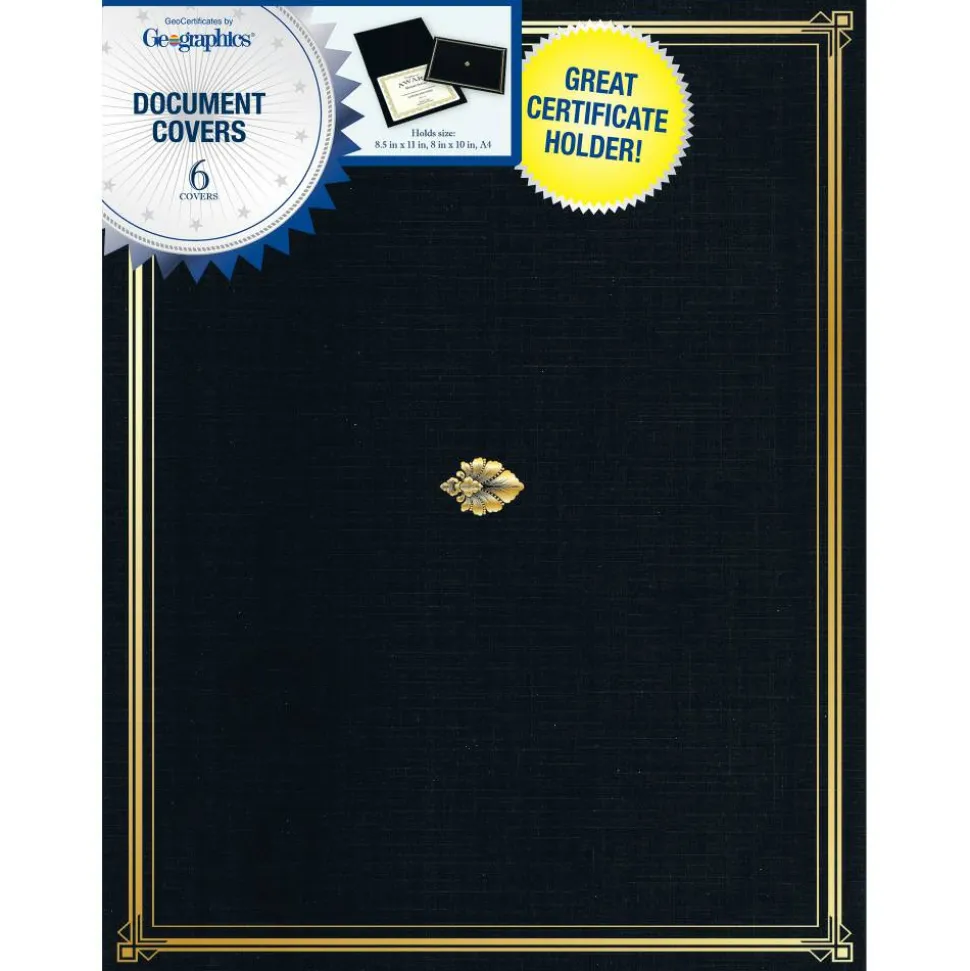 Geographics 30% Recycled Document Covers, 9 3/4" x 12 1/2", Black, Pack Of 6