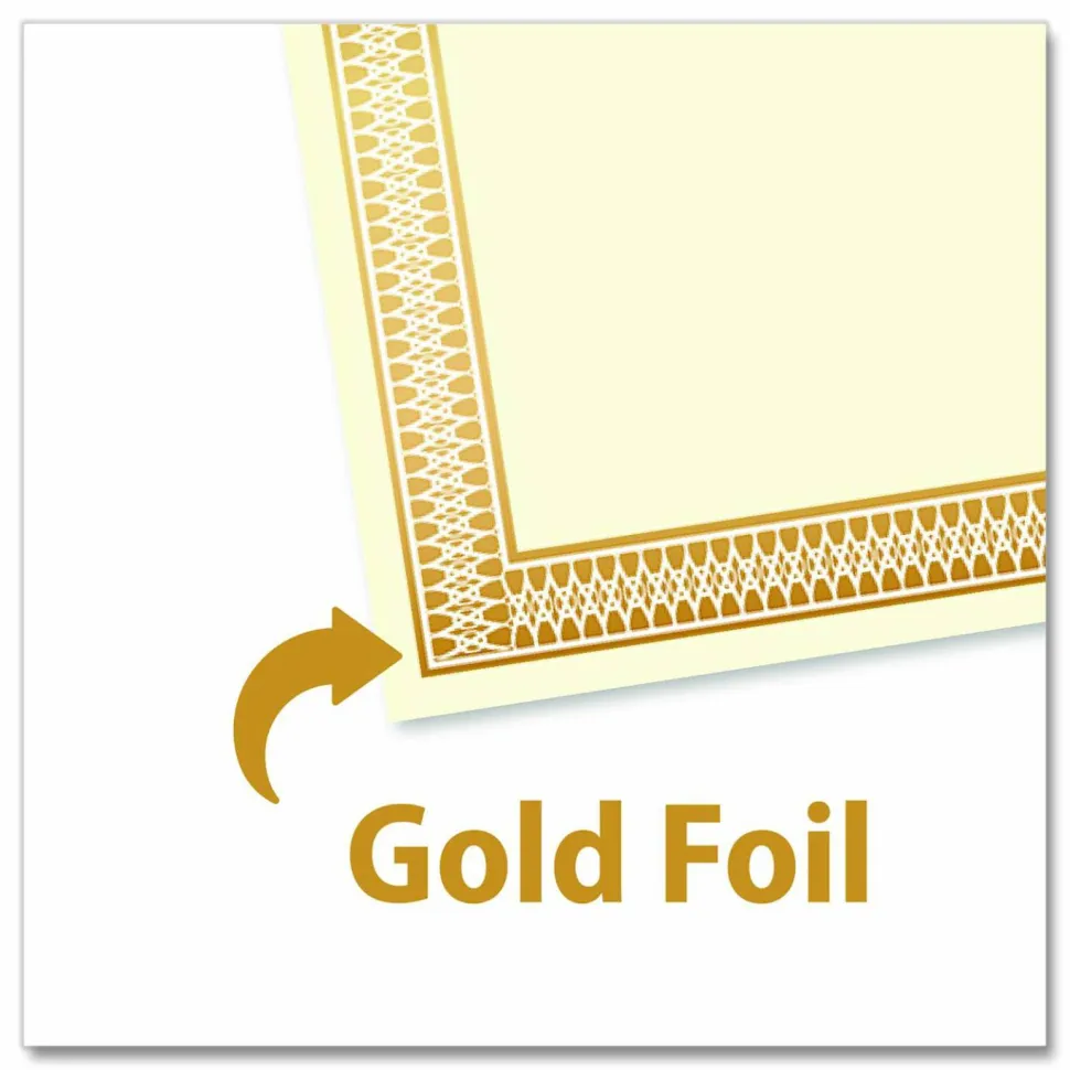 Geographics Traditional Award Certificates - 24 lb Basis Weight - 8.5" Width - Laser, Inkjet Compatible - Gold - 100 / Pack
