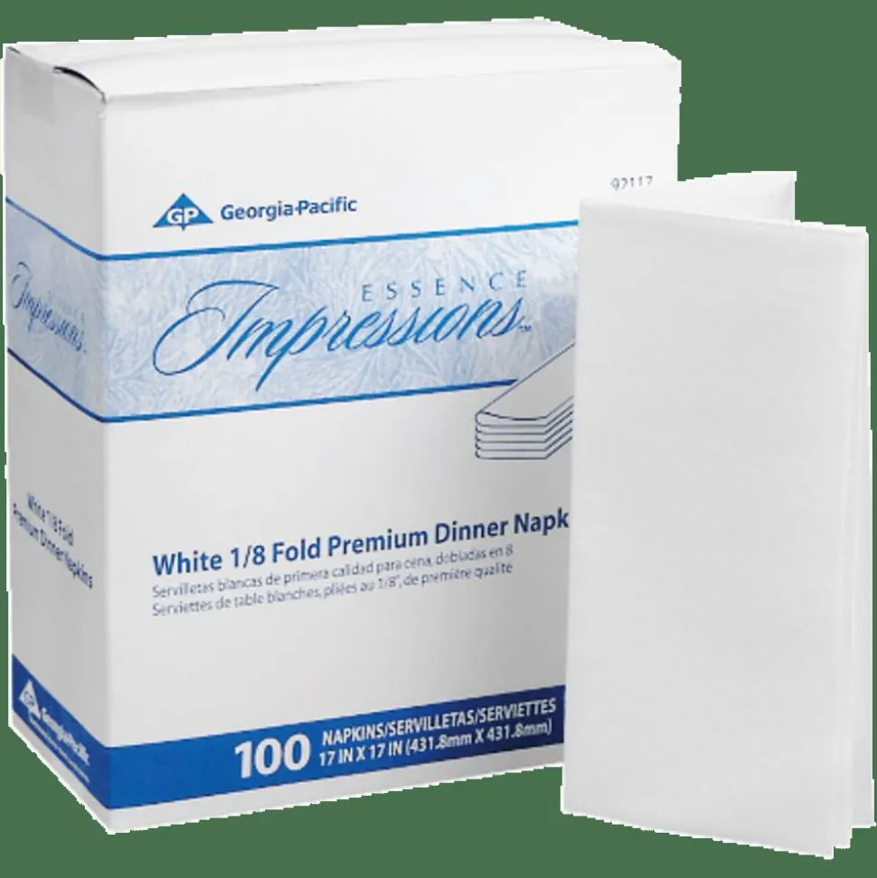 Georgia-Pacific Essence 1-Ply Replacement Linen Napkins, 17" x 17", White, 100 Napkins Per Pack, Case Of 4 Packs