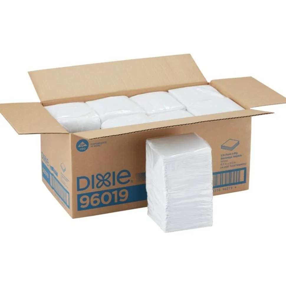 Georgia-Pacific BevNap 1-Ply Beverage Napkins, 9 1/2" x 9 1/2", White, 500 Napkins Per Pack, Carton Of 4000