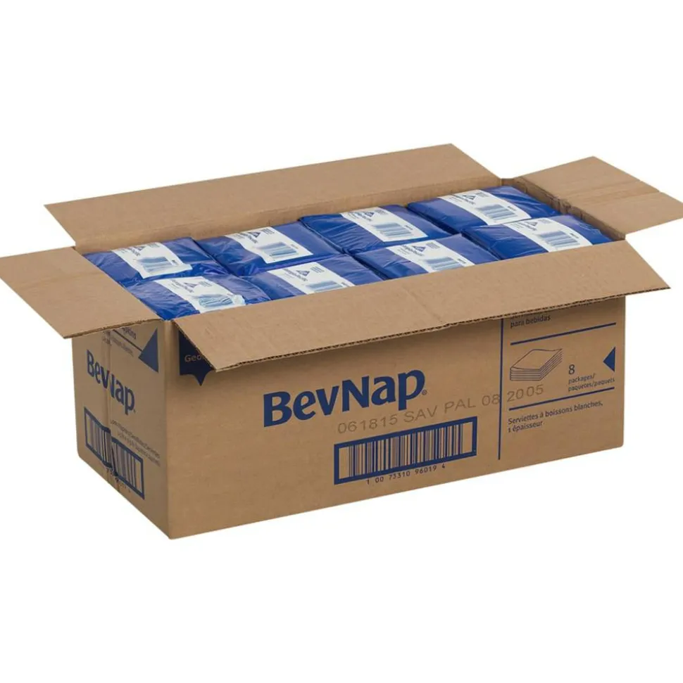 Georgia-Pacific BevNap 1-Ply Beverage Napkins, 9 1/2" x 9 1/2", White, 500 Napkins Per Pack, Carton Of 4000