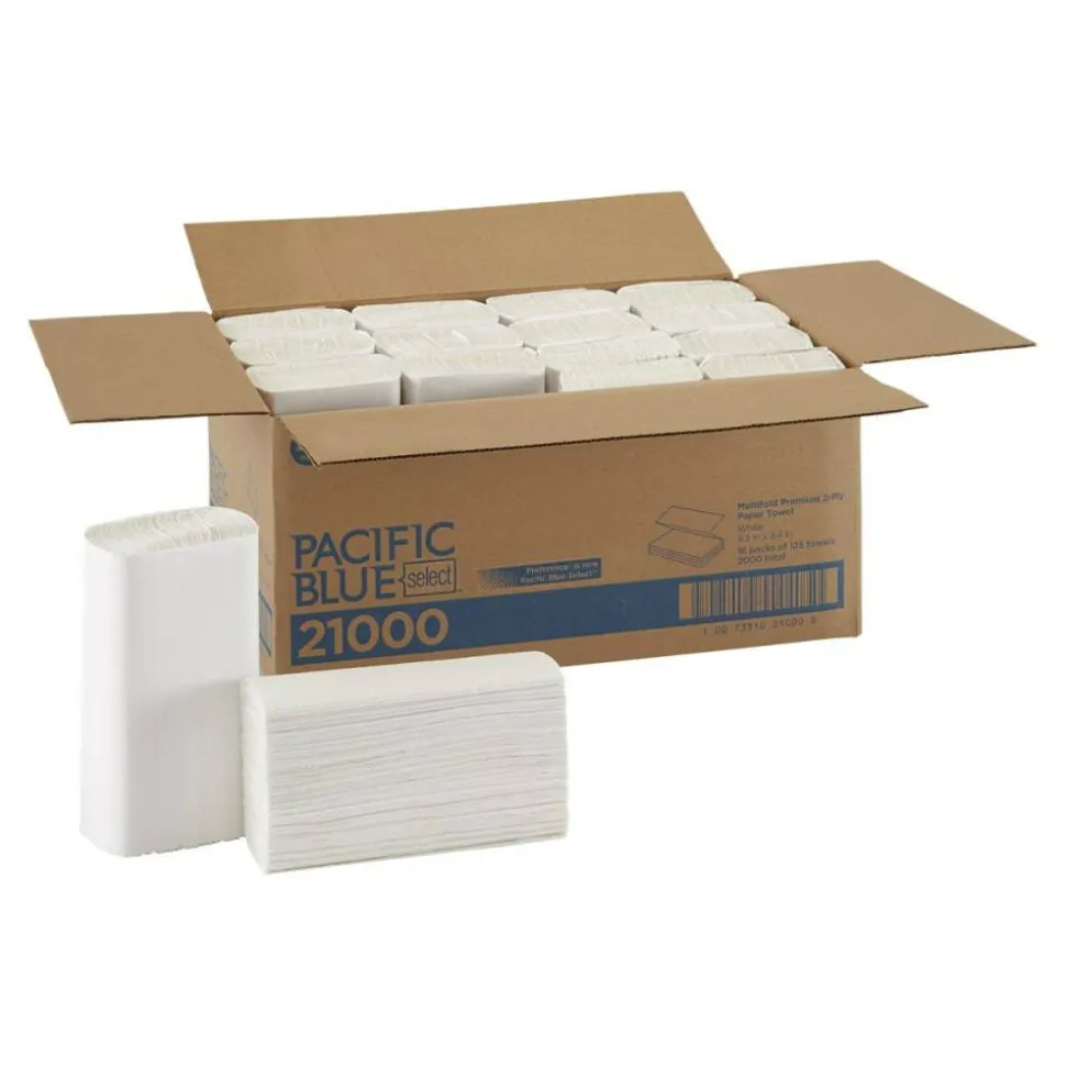 Georgia Pacific Professional Pacific Blue Select Multi-Fold 2-Ply Paper Towel, 9.2 x 9.4, White, 125/Pack, 16 Packs/Carton