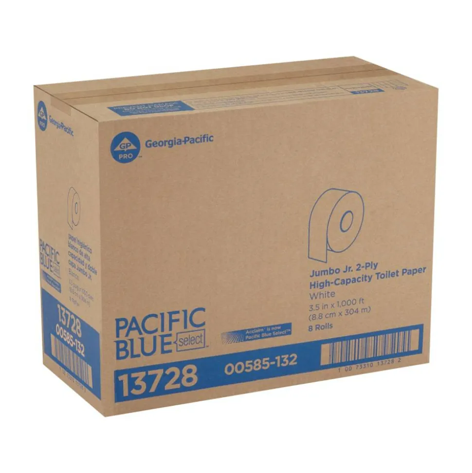 Georgia Pacific Professional acclaim Jumbo Jr. Bath Tissue Roll, Septic Safe, 2-Ply, 3.3" x 1,000 ft, White, 8 Rolls/Carton