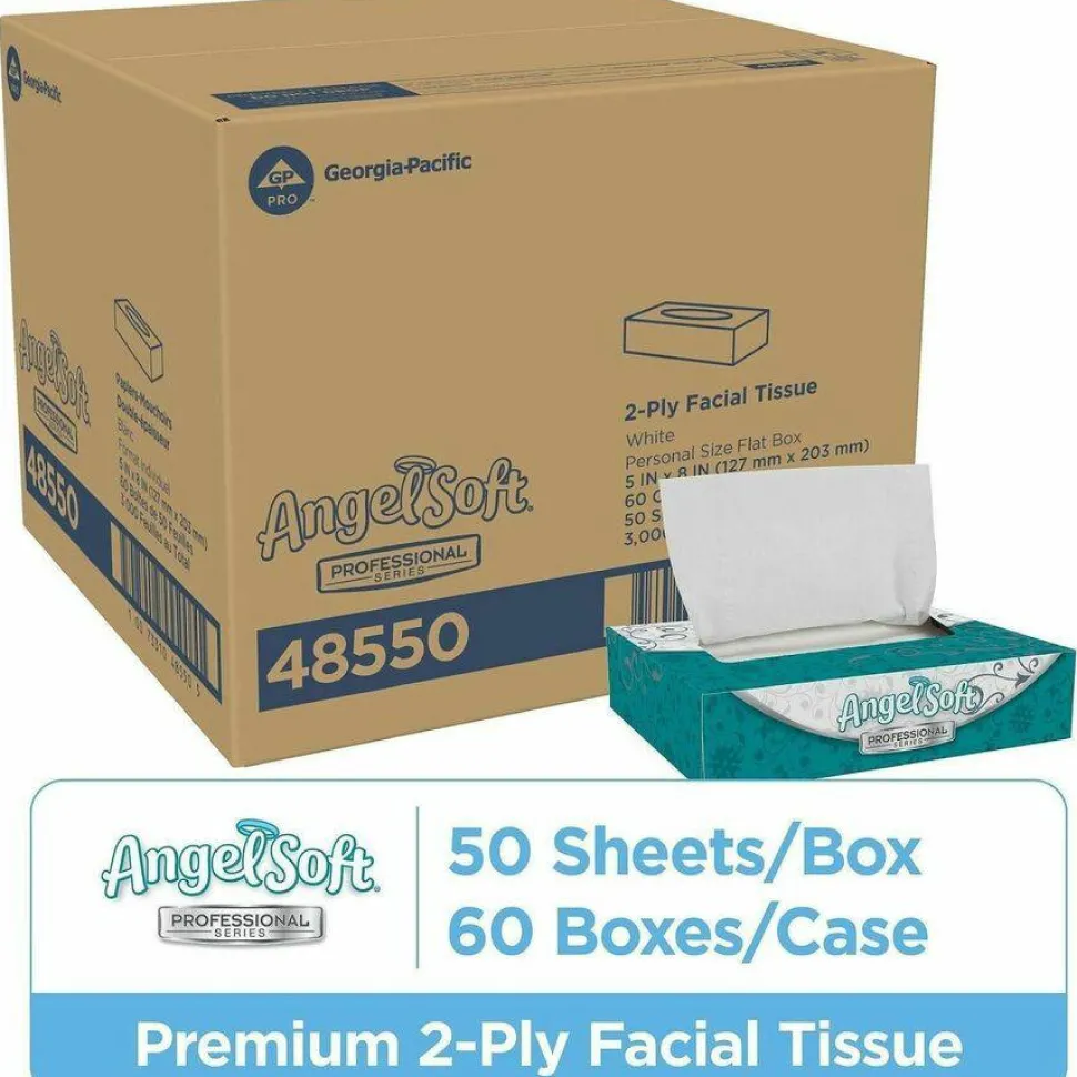 Georgia Pacific Professional Angel Soft ps Facial Tissue, 2-Ply, White, 50 Sheets/Box, 60 Boxes/Carton