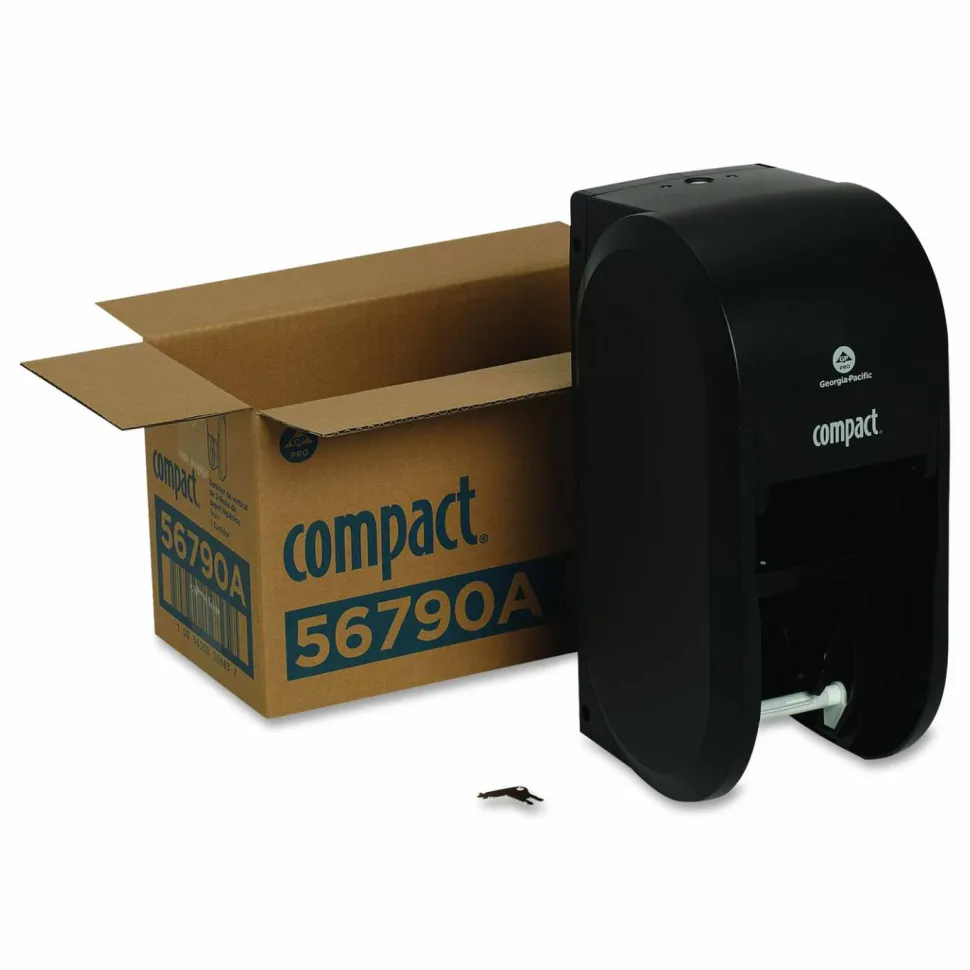 Georgia Pacific Professional Compact Vertical Double Roll Coreless Tissue Dispenser, 14.06 x 6.69 x 8.19, Black