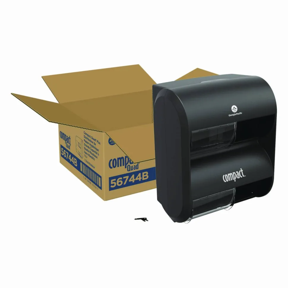 Georgia Pacific Professional Compact Quad Vertical Four Roll Coreless Tissue Dispenser, 12.31 x 14.81 x 7.86, Black