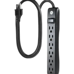 GE 6-Outlet Power Strip, 6' Cord, Black