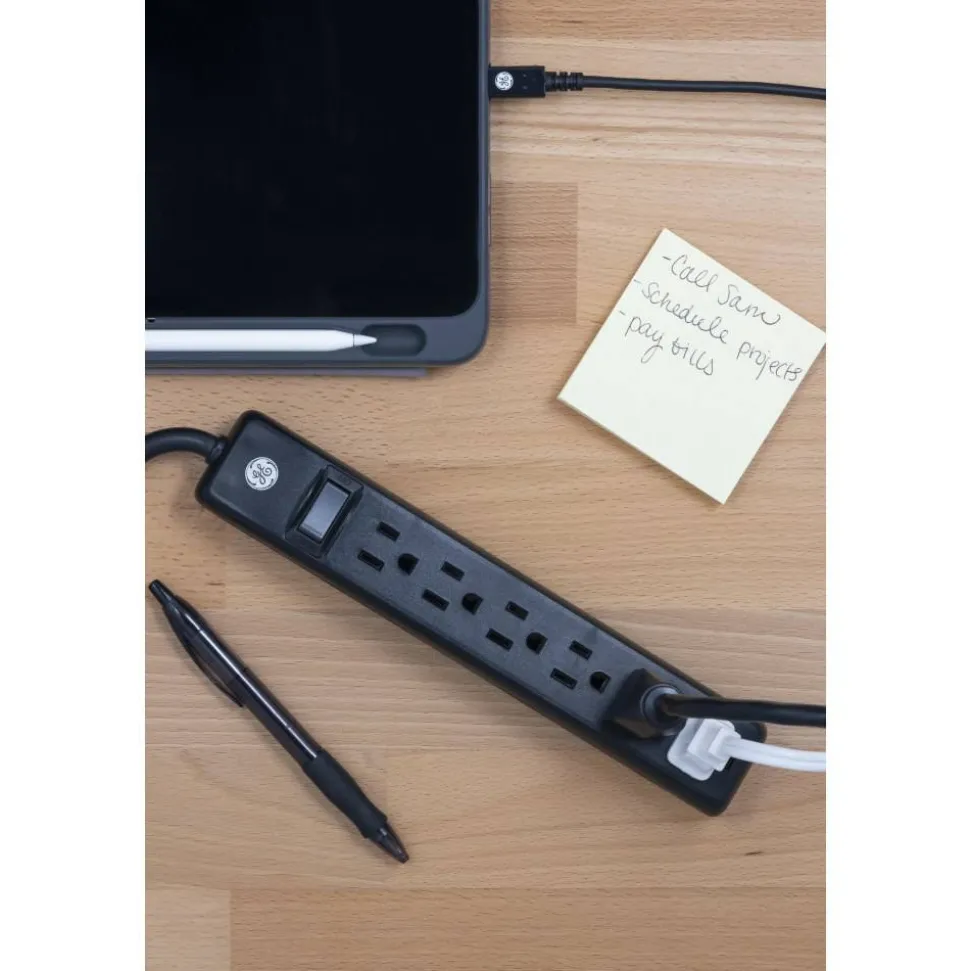 GE 6-Outlet Power Strip, 6' Cord, Black