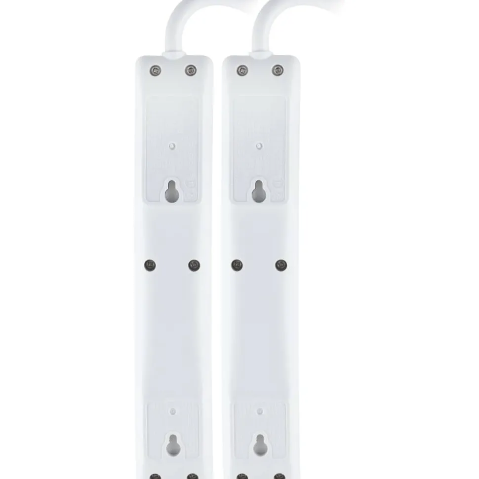 GE 6 Outlet Power Strip 2 Pack, 1'6" Cord, White, 14833