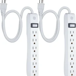 GE 6 Outlet Power Strip 2 Pack, 1'6