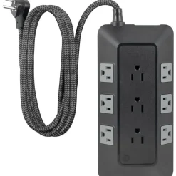 GE UltraPro 9-Outlet Surge Protector, 8', Black