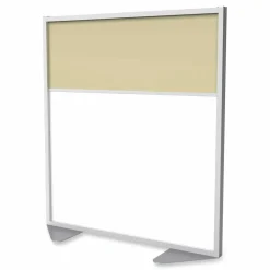 Ghent Floor Partition with Aluminum Frame and 2 Split Panel Infill, 48.06 x 2.04 x 53.86, White/Carmel