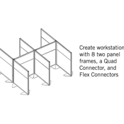 Ghent Floor Partition with Aluminum Frame and 2 Split Panel Infill, 48.06 x 2.04 x 53.86, White/Carmel