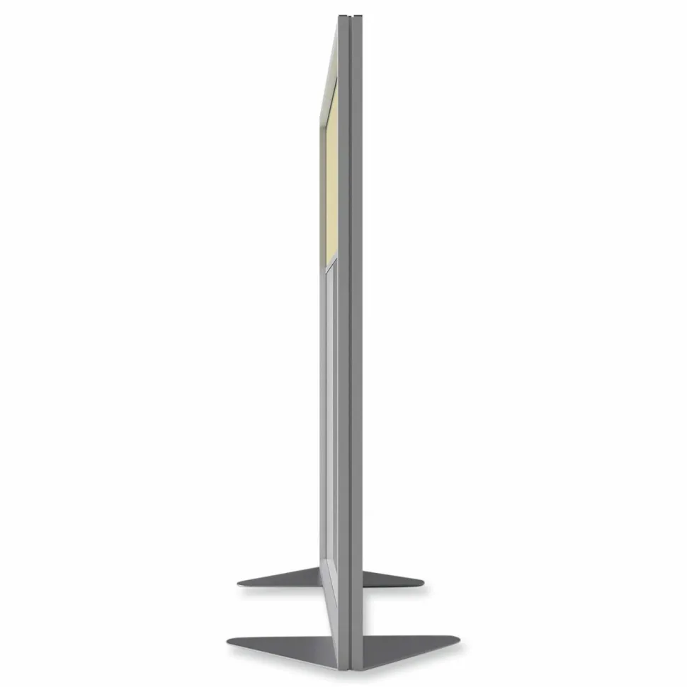 Ghent Floor Partition with Aluminum Frame and 2 Split Panel Infill, 48.06 x 2.04 x 53.86, White/Carmel