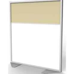 Ghent Floor Partition with Aluminum Frame and 2 Split Panel Infill, 48.06 x 2.04 x 53.86, White/Carmel