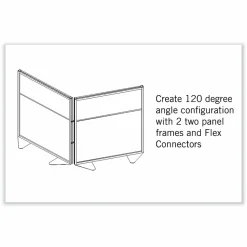 Ghent Floor Partition with Aluminum Frame and 2 Split Panel Infill, 48.06 x 2.04 x 53.86, White/Carmel