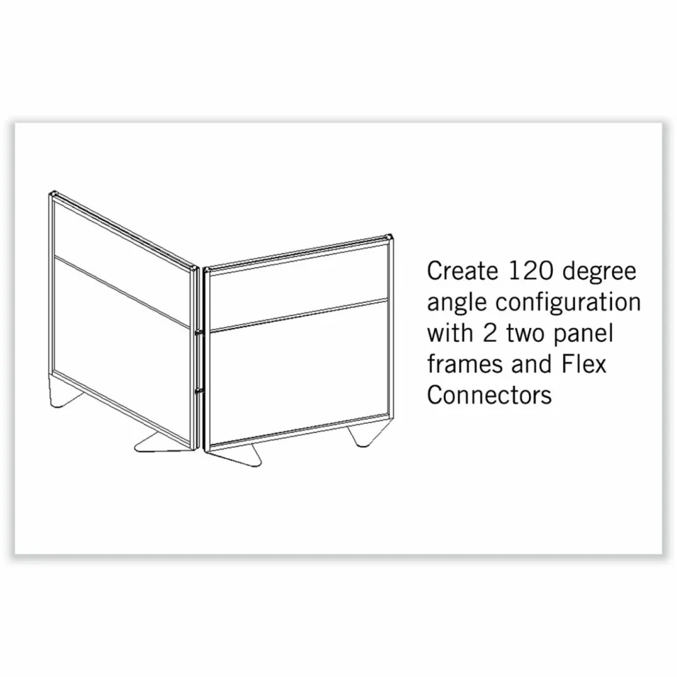 Ghent Floor Partition with Aluminum Frame and 2 Split Panel Infill, 48.06 x 2.04 x 53.86, White/Carmel