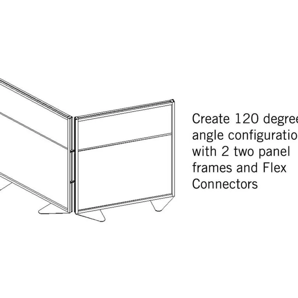 Ghent Floor Partition with Aluminum Frame and 2 Split Panel Infill, 48.06 x 2.04 x 53.86, White/Carmel
