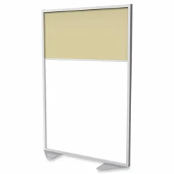 Ghent Floor Partition with Aluminum Frame and 2 Split Panel Infill, 48.06 x 2.04 x 71.86, White/Carmel