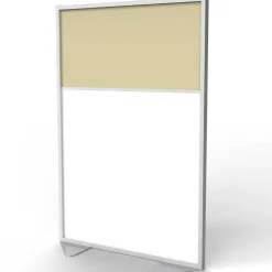 Ghent Floor Partition with Aluminum Frame and 2 Split Panel Infill, 48.06 x 2.04 x 71.86, White/Carmel