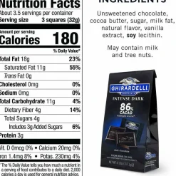 Ghirardelli Intense Dark Midnight Reverie 86% Cacao Singles Bag, 4.12 oz Packs, 3 Count