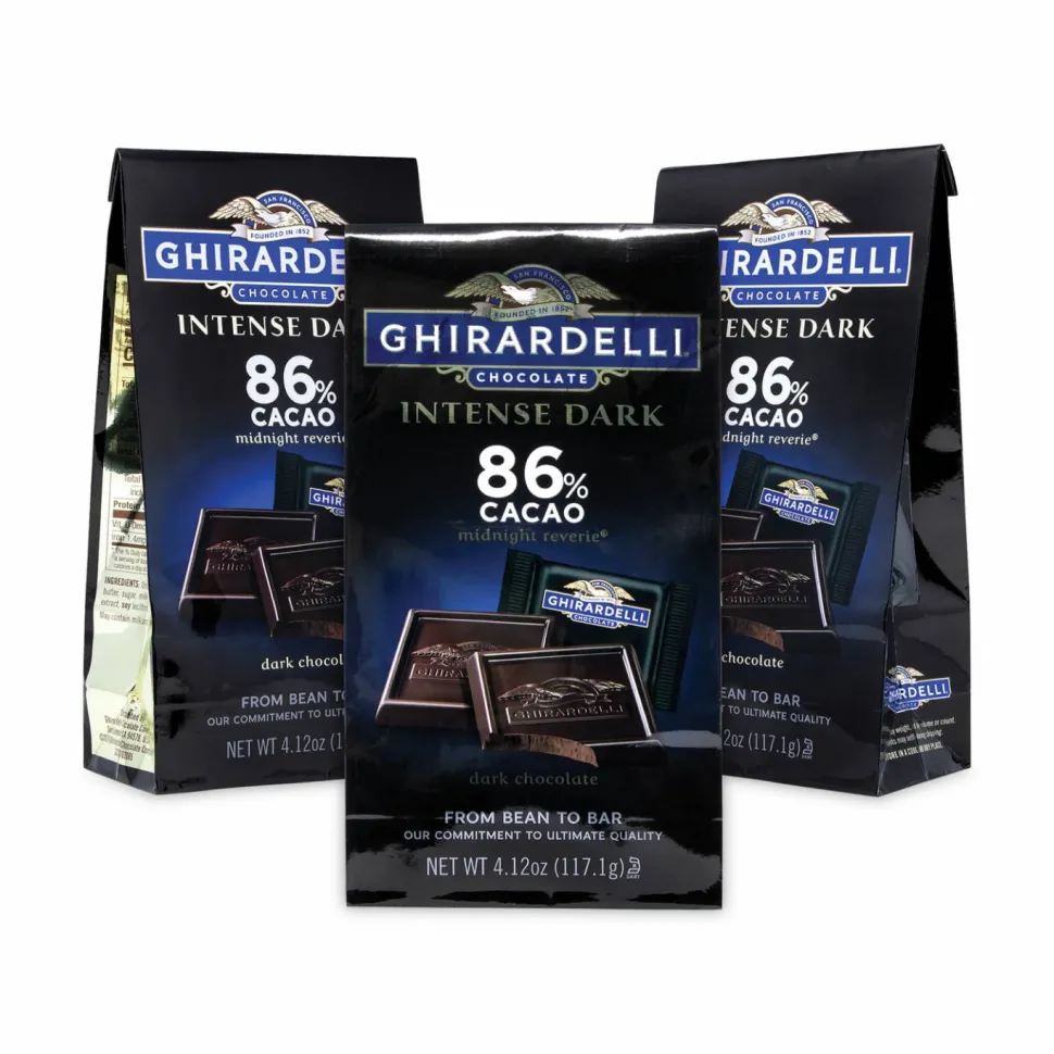 Ghirardelli Intense Dark Midnight Reverie 86% Cacao Singles Bag, 4.12 oz Packs, 3 Count
