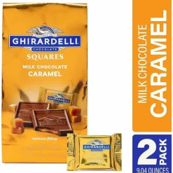 Ghirardelli Milk Chocolate and Caramel Chocolate Squares, 9.04 oz Bags, 2 Bags/Pack
