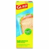 Glad Zipper Food Storage Plastic Sandwich Bags, 6.63 x 5.88, Clear, 50 Bags/Box, 12 Boxes/Carton