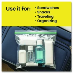 Glad Zipper Food Storage Plastic Sandwich Bags, 6.63 x 5.88, Clear, 50 Bags/Box, 12 Boxes/Carton