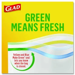 Glad Zipper Food Storage Plastic Bags, Gallon Size, 10.75 x 10.19, Clear, 20 Bags/Box, 12 Boxes/Carton