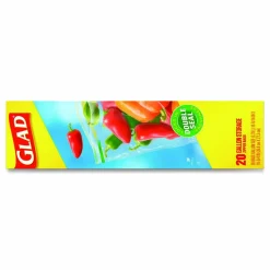 Glad Zipper Food Storage Plastic Bags, Gallon Size, 10.75 x 10.19, Clear, 20 Bags/Box, 12 Boxes/Carton
