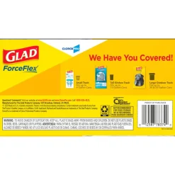Glad CloroxPro ForceFlex Tall Kitchen Drawstring Trash Bags, 13 gal, 24 x 27.38, Gray, 100/Box