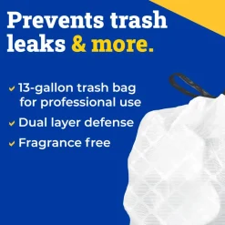 Glad CloroxPro ForceFlex Tall Kitchen Drawstring Trash Bags, 13 gal, 24 x 27.38, Gray, 100/Box