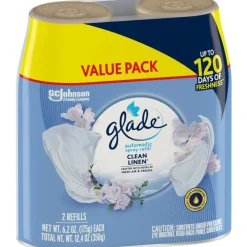 Glade Automatic Spray Refills, Clean Linen Scent, 12.4 fl oz, Pack Of 2 Refills