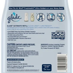 Glade Automatic Spray Refills, Clean Linen Scent, 12.4 fl oz, Pack Of 2 Refills