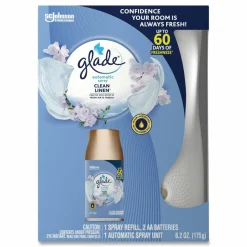 Glade Automatic Spray Starter Kit, Spray Unit and Refill, White/Gold, Clean Linen