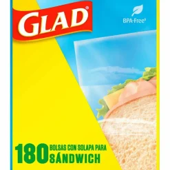 Glad Fold Top Food Storage Plastic Sandwich Bags, 6.5 x 5.5, Clear, 180 Bags/Box, 12 Boxes/Carton