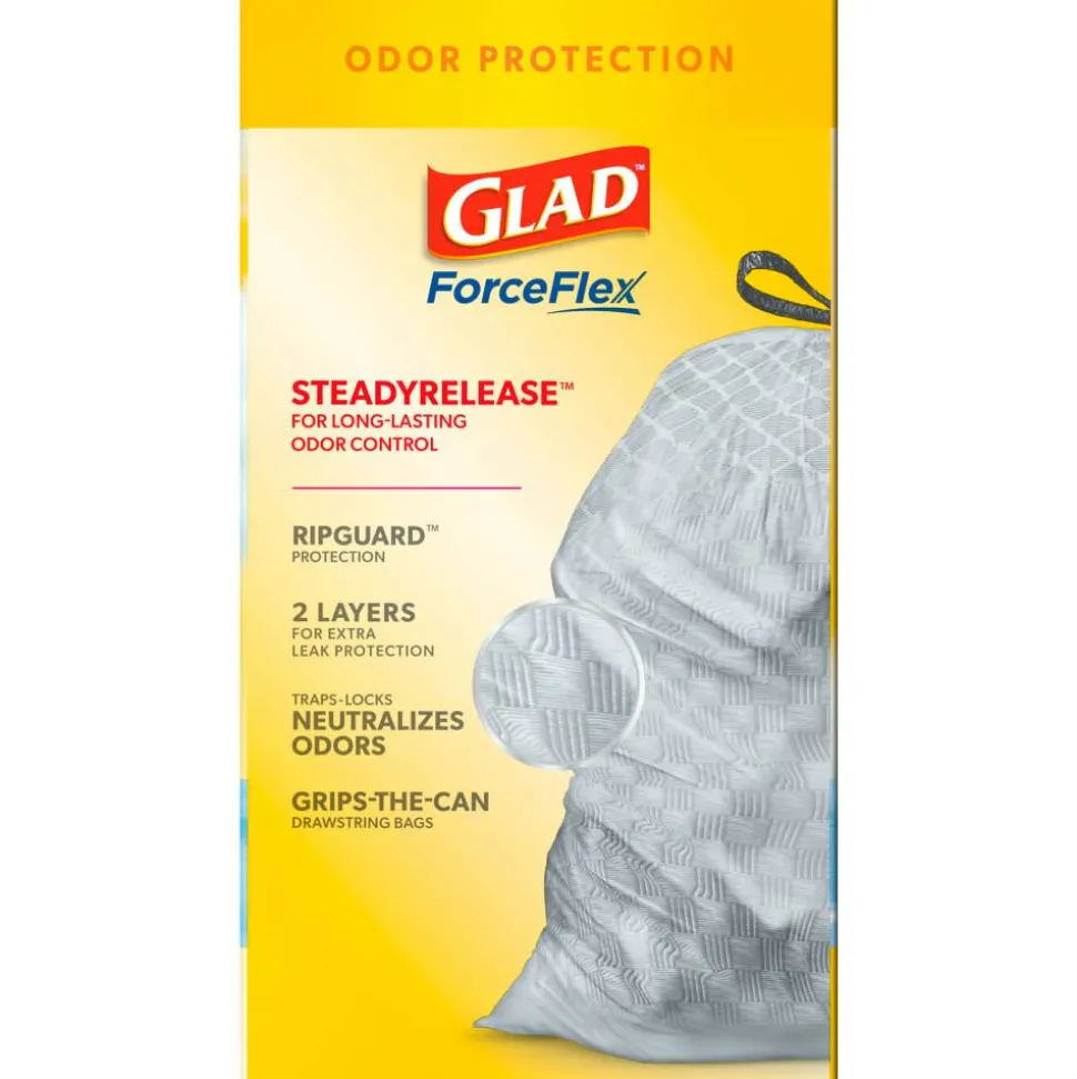 Glad ForceFlex Tall Kitchen Drawstring Trash Bags, 0.72 mil, 13 Gallon, Gain Fresh Clean, 110 Count (78554)