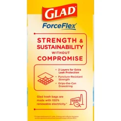 Glad ForceFlex Tall Kitchen Drawstring Trash Bags, 0.72 mil, 13 Gallon, Gain Fresh Clean, 110 Count (78554)