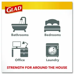 Glad OdorShield Quick-Tie Small Trash Bags, 0.5 mil, Tie-Flap, 4 gal, Febreze Fresh Clean Scent, 8 x 18, White, 26 Bags/Box, 6 Boxes/Carton