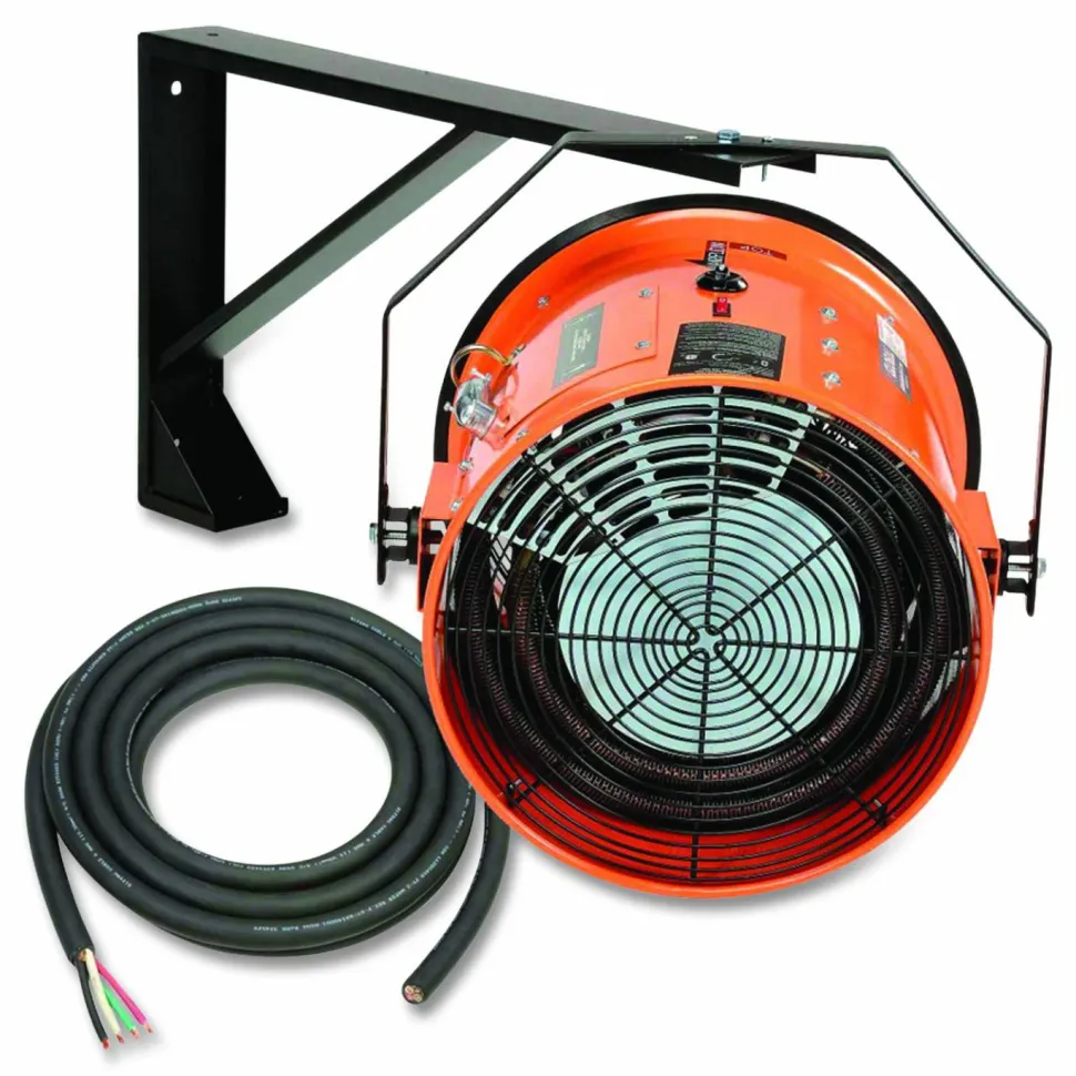Global Industrial Electric Salamander Heater with Adjustable Thermostat, 208 V, 15,000 W, 23.03 x 34.75 x 24.68, Orange