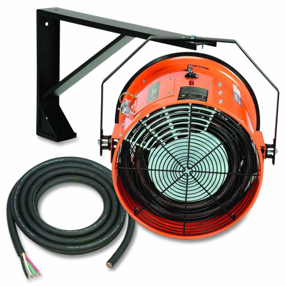 Global Industrial Electric Salamander Heater with Adjustable Thermostat, 240 V, 15,000 W, 23.03 x 34.75 x 24.68, Orange