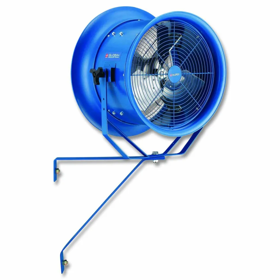Global Industrial High Velocity Drum Fan with Yoke Mount, 18", 1 Speed, Blue
