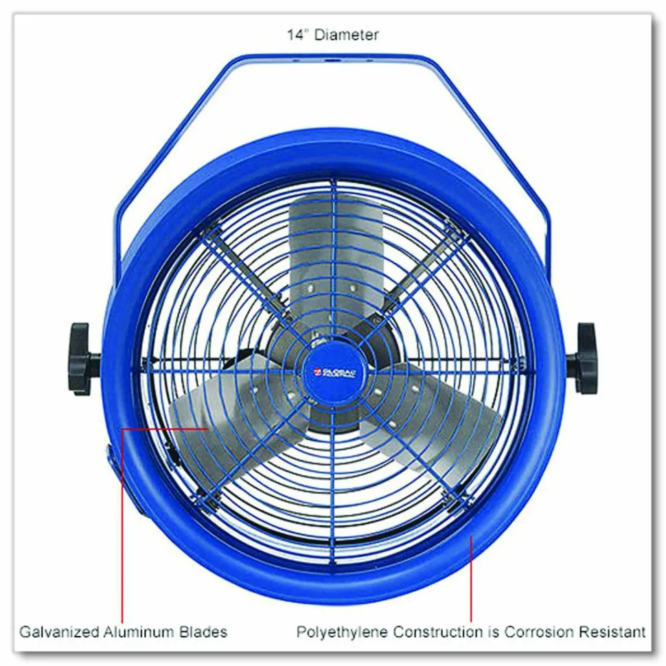 Global Industrial High Velocity Drum Fan with Yoke Mount, 14", 1 Speed, Blue