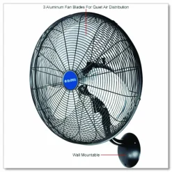 Global Industrial Industrial Wall Mounted Oscillating Fan, 20", 3 Speeds, Black