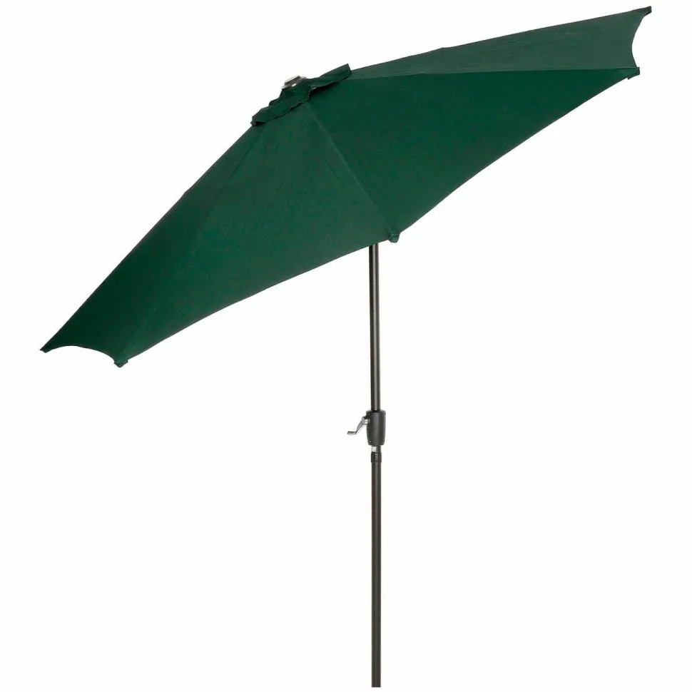 Global Industrial Outdoor Umbrella with Tilt Mechanism, 102" Span, 94" Long, Green Canopy, Black Handle