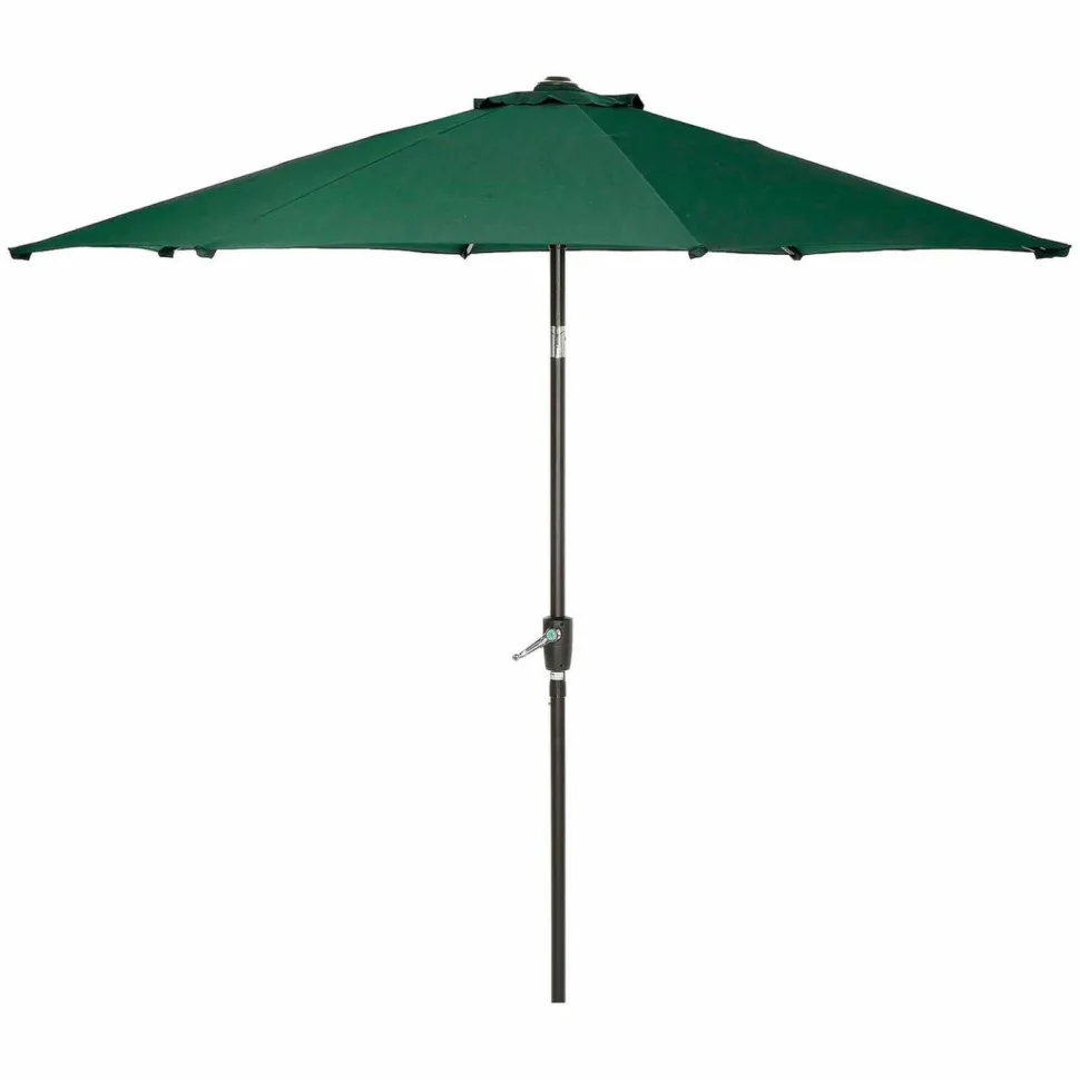 Global Industrial Outdoor Umbrella with Tilt Mechanism, 102" Span, 94" Long, Green Canopy, Black Handle