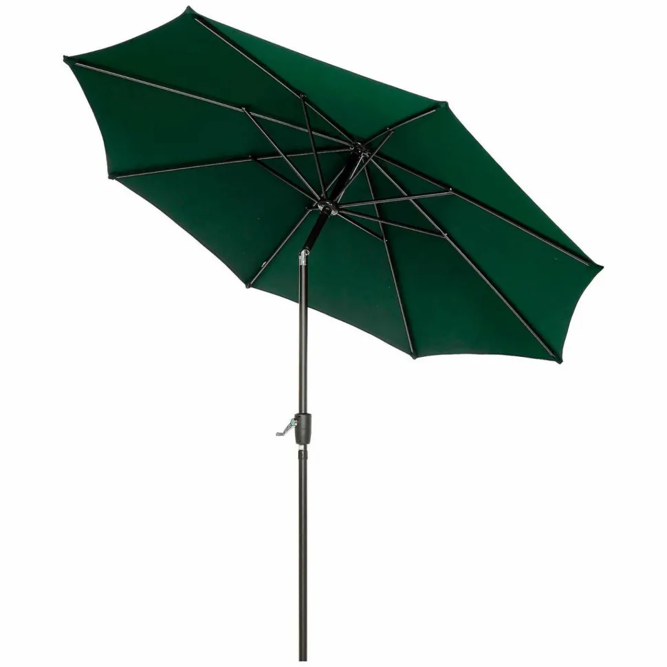 Global Industrial Outdoor Umbrella with Tilt Mechanism, 102" Span, 94" Long, Green Canopy, Black Handle